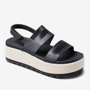 Reef Women's Black Sandals with Cream Soles